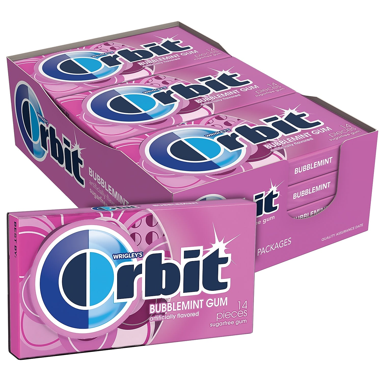 Orbit Sugar Free Gum, Bubblemint, 12/Box