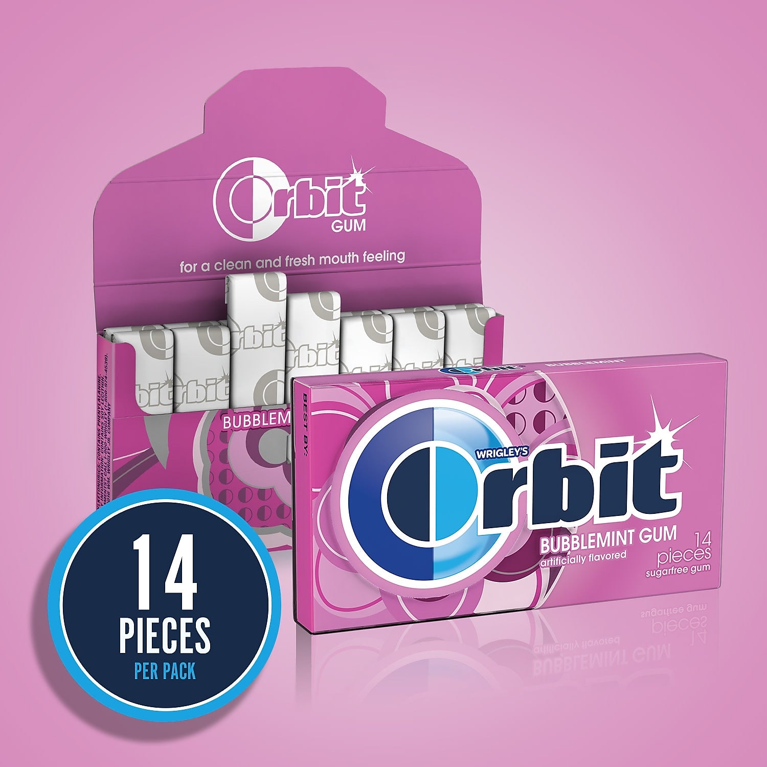 Orbit Sugar Free Gum, Bubblemint, 12/Box