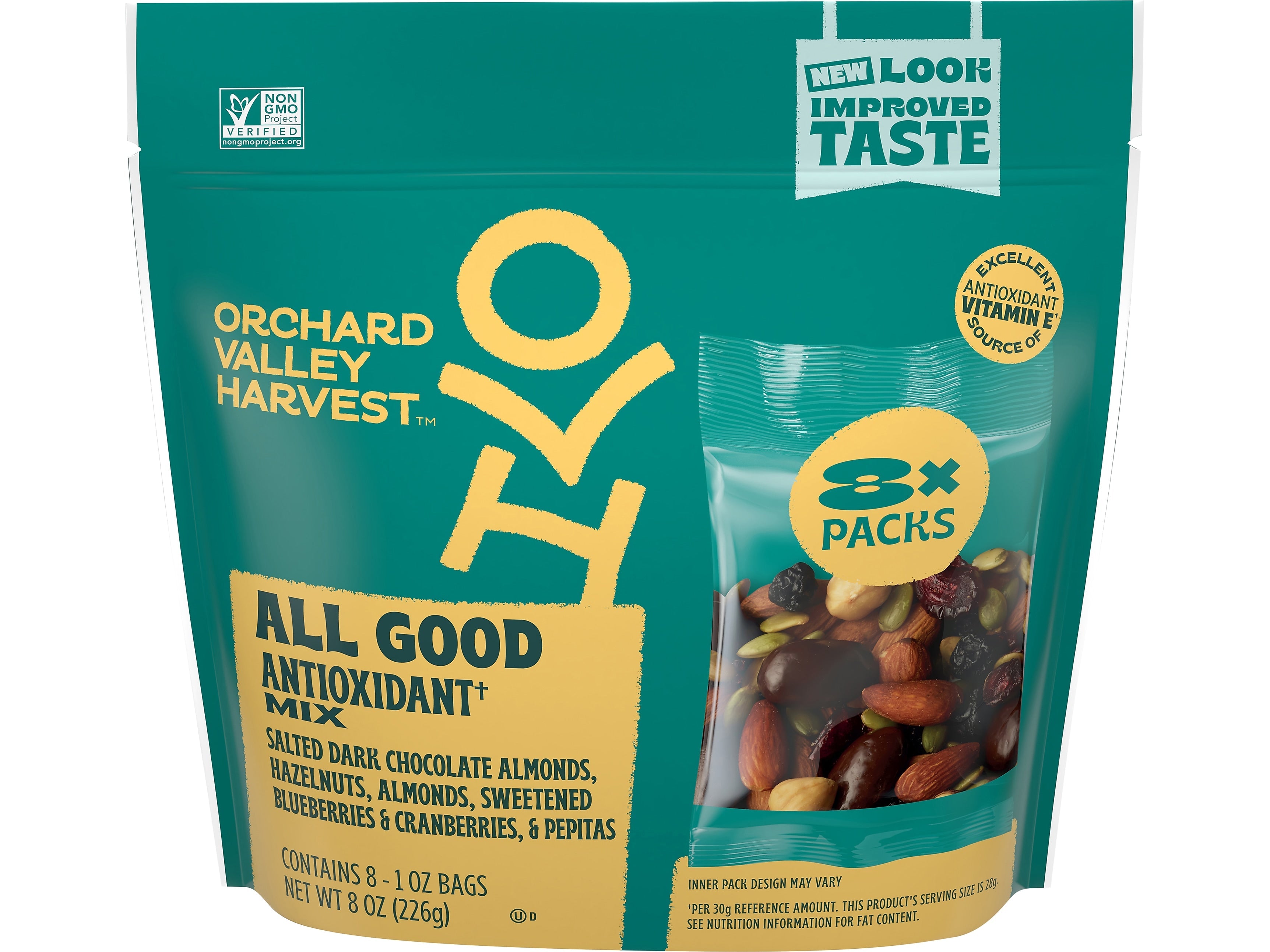 Orchard Valley Harvest All Good Antioxidant Mix, 8 oz., 8 Bags/Pack, 8 Packs/Carton