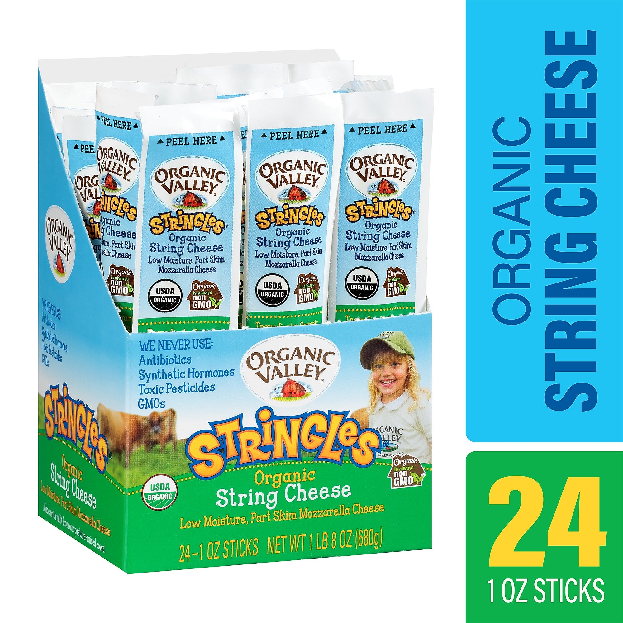 Organic Valley Mozzarella String Cheese, 24/Each