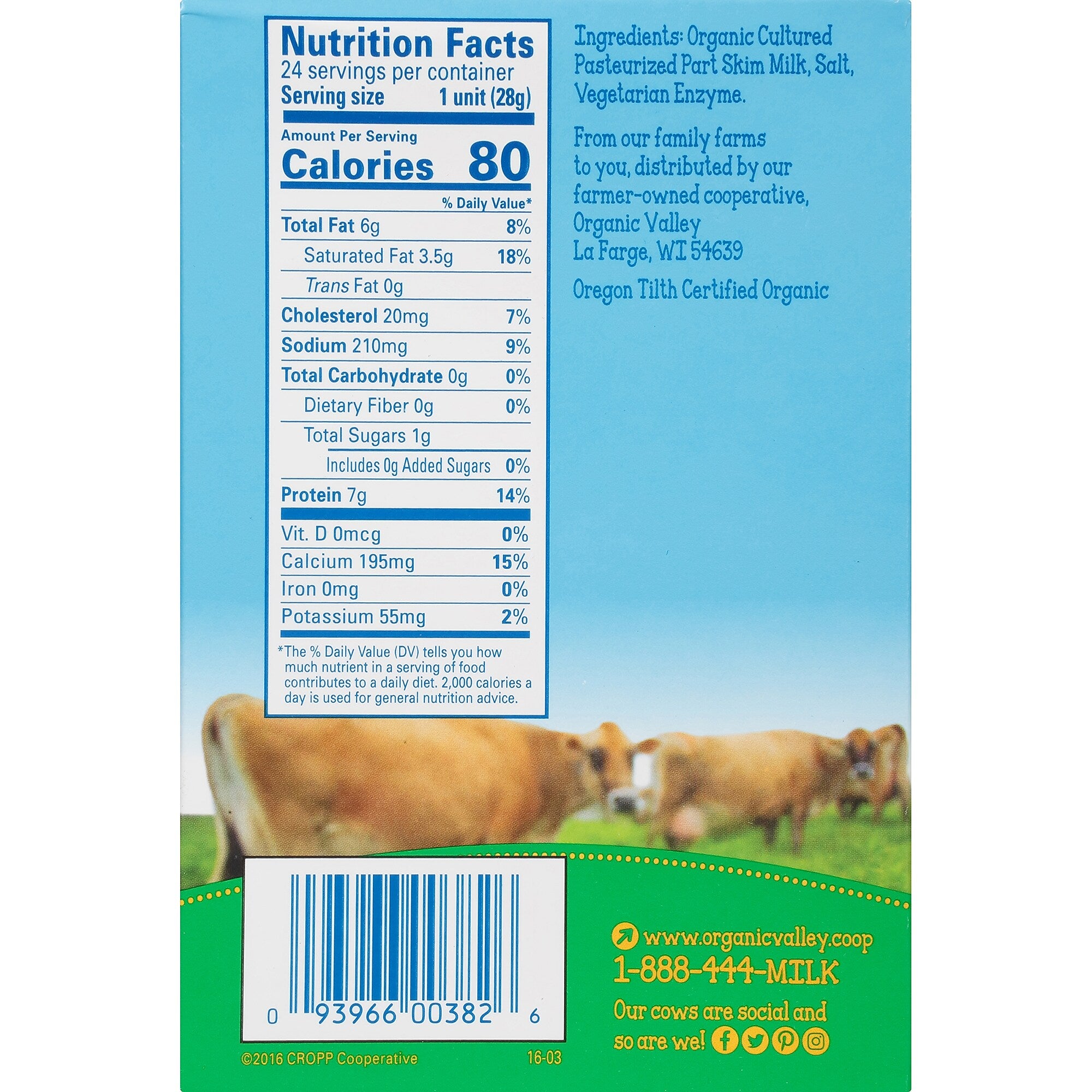 Organic Valley Mozzarella String Cheese, 24/Each