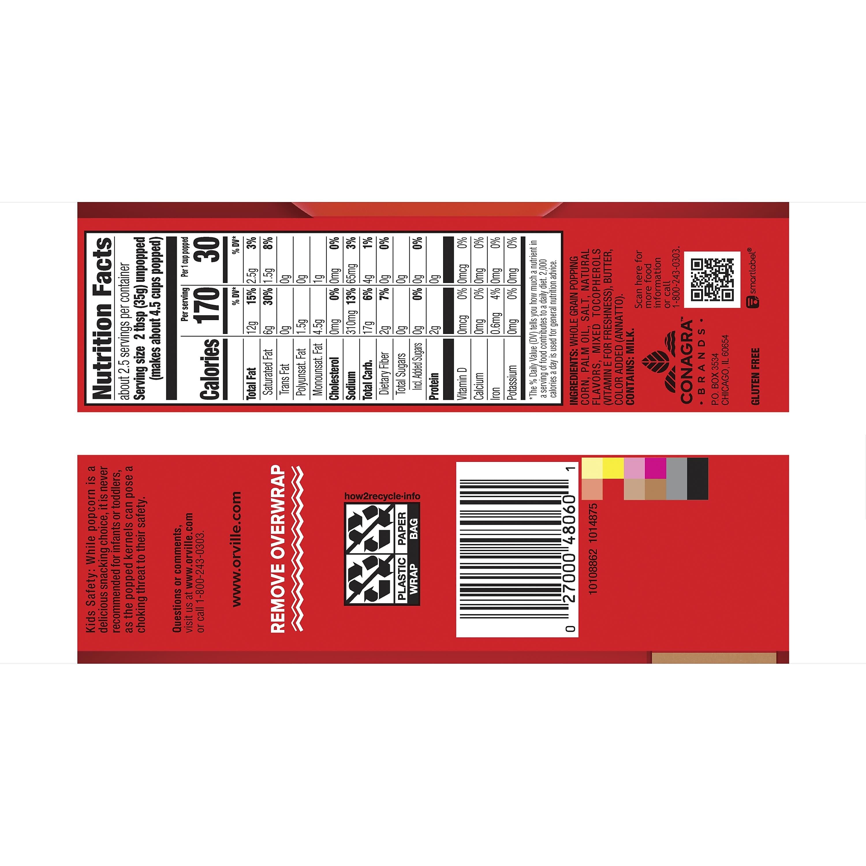 Orville Redenbacher's Butter Popcorn Kernels, 3.29 oz., 36/Box
