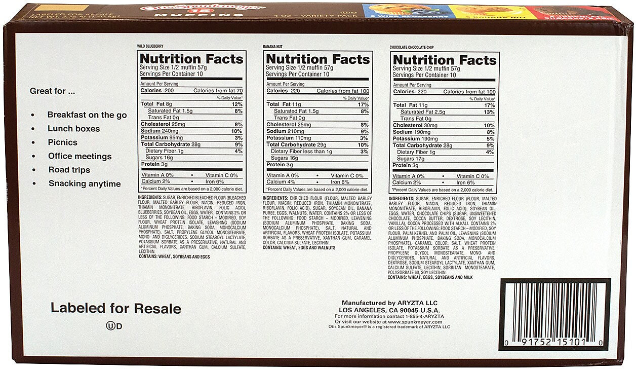 Otis Spunkmeyer Variety Muffins, 4 oz., 15/Pack