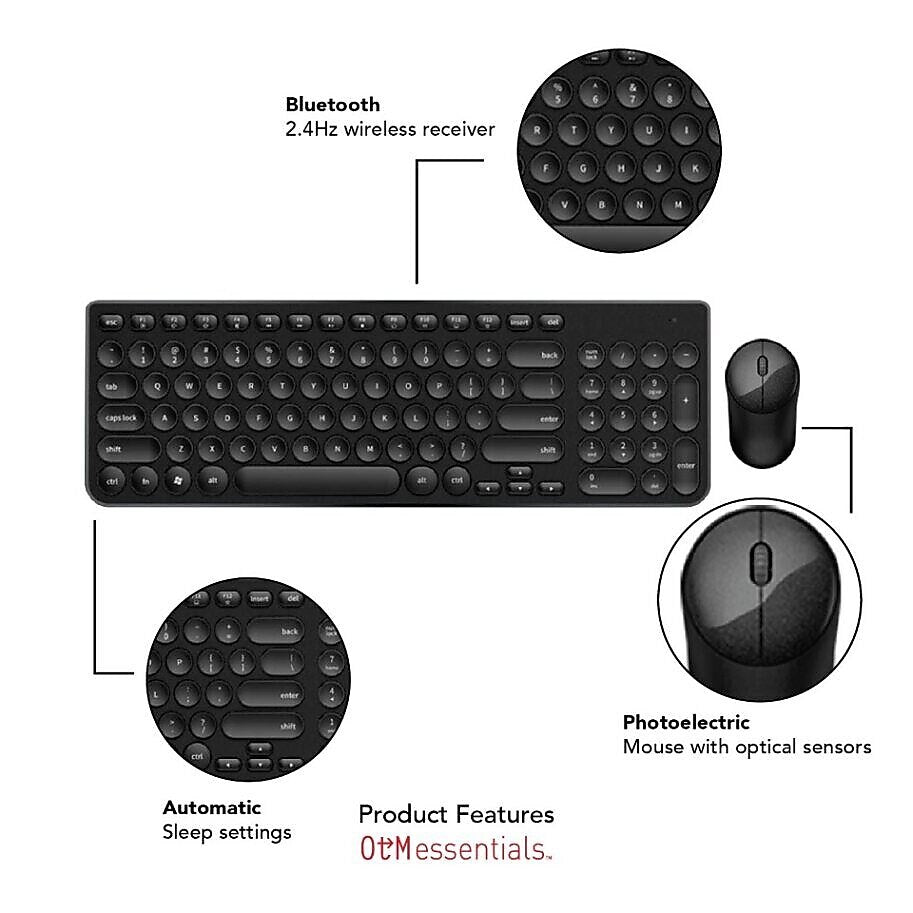 OTM Essentials Pro Wireless Keyboard & Optical Mouse Combo, Black