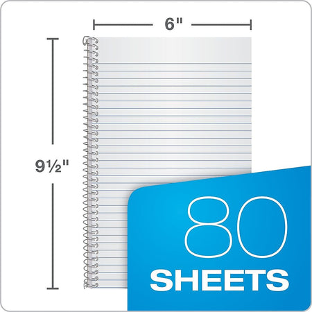 Oxford 1-Subject Notebooks, 6" x 9.5", College Ruled, 80 Sheets, Blue