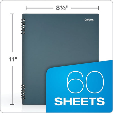 Oxford 1-Subject Notebooks, 8.5" x 11", College Ruled, 60 Sheets, Blue