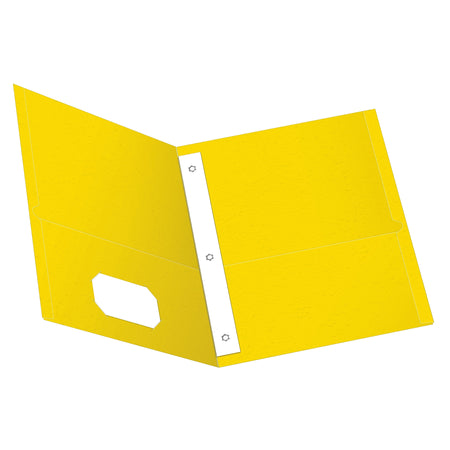 Oxford 2-Pocket Fastener Folders, Yellow, 25/Box