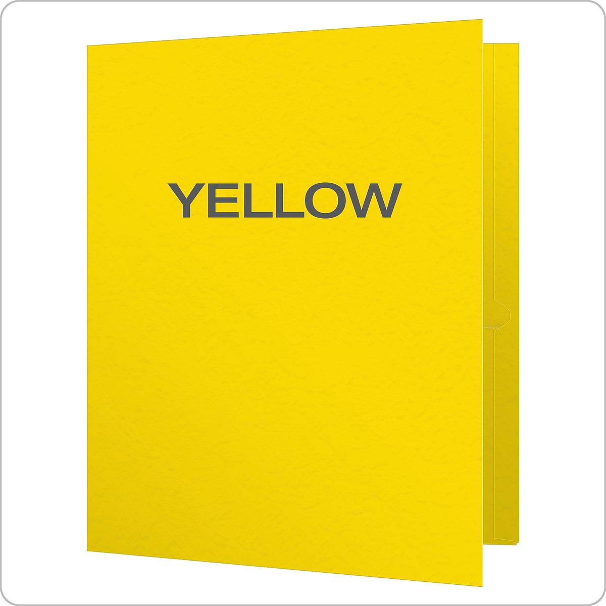 Oxford 2-Pocket Fastener Folders, Yellow, 25/Box