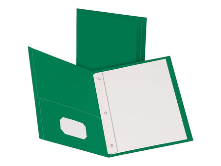Oxford 2-Pocket Portfolio Folder with Fasteners, Hunter Green, 25/Box