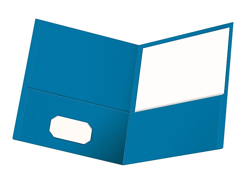 Oxford 2-Pocket Presentation Folders, Light Blue, 25/Box