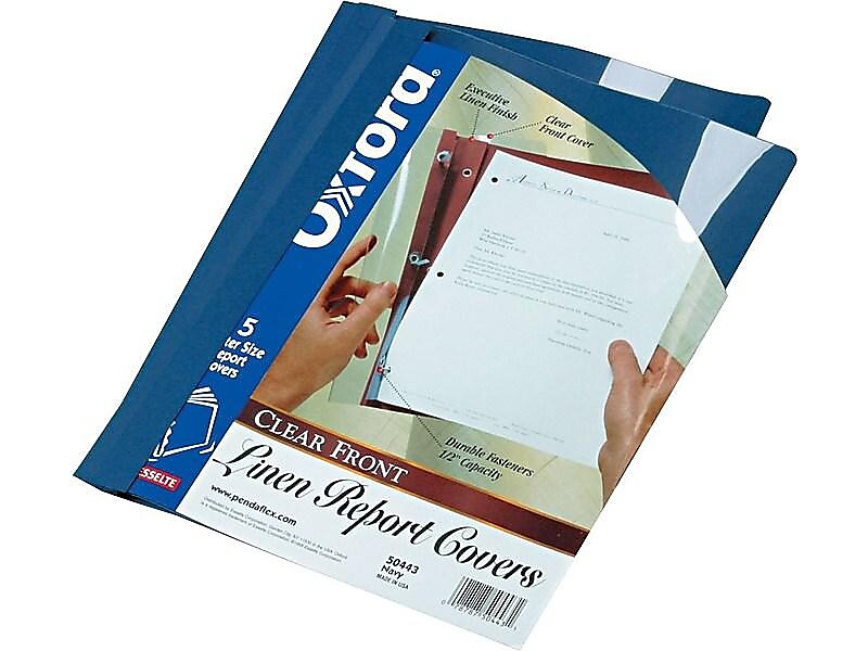 Oxford 3-Prong Report Covers, Letter Size, Navy, 5/Pack