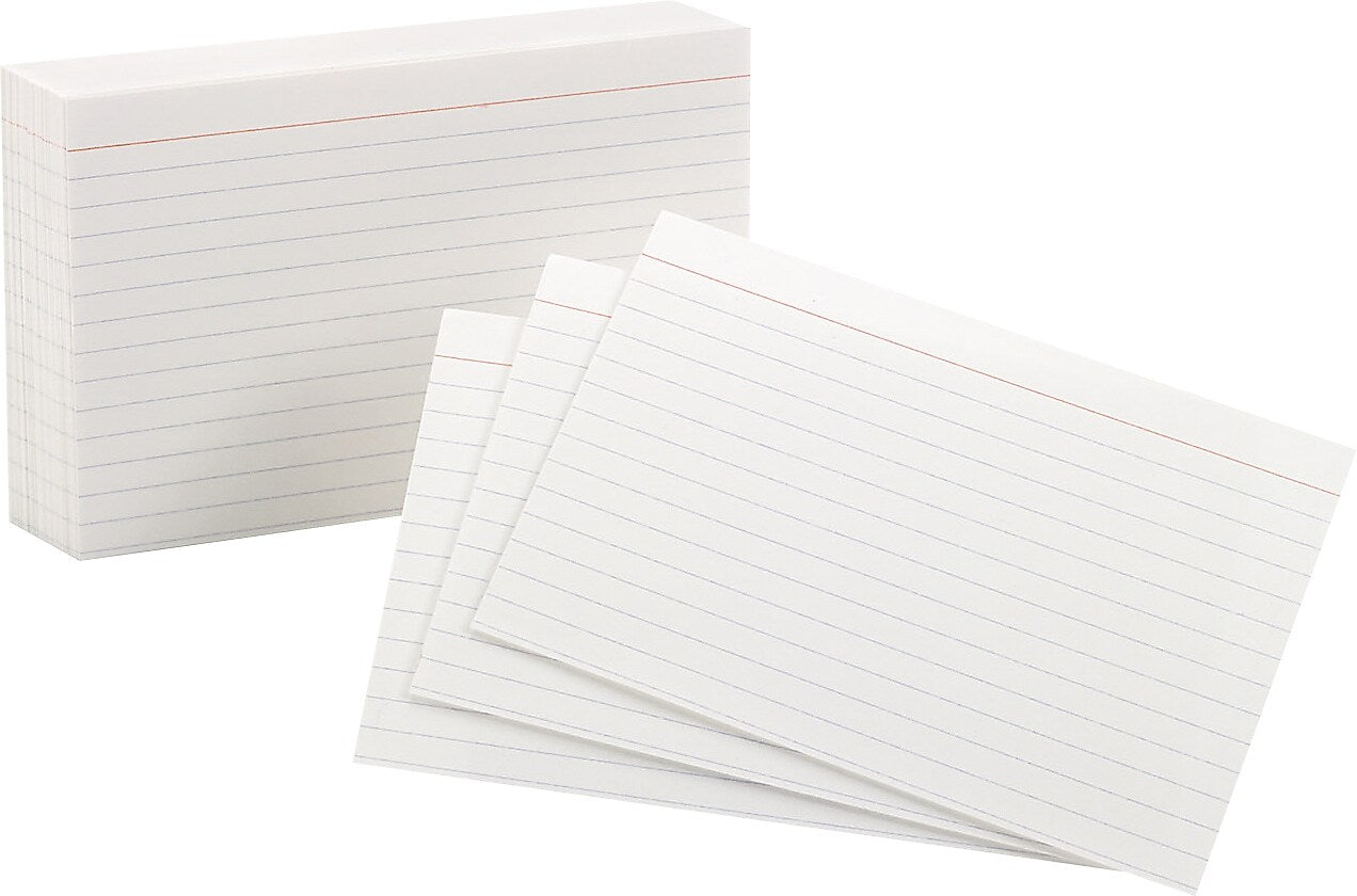 Oxford 3 x 5" Index Cards, Lined, White, 100/Pack