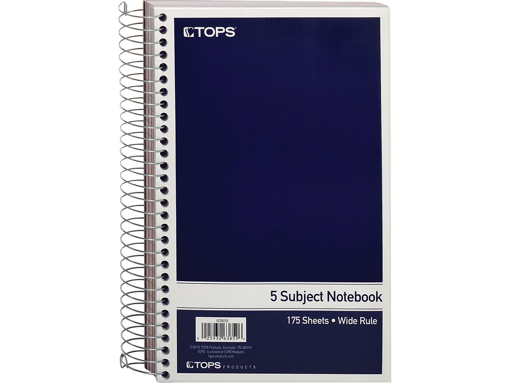 Oxford 5-Subject Subject Notebooks, 6" x 9.5", Wide Ruled, 175 Sheets, Blue