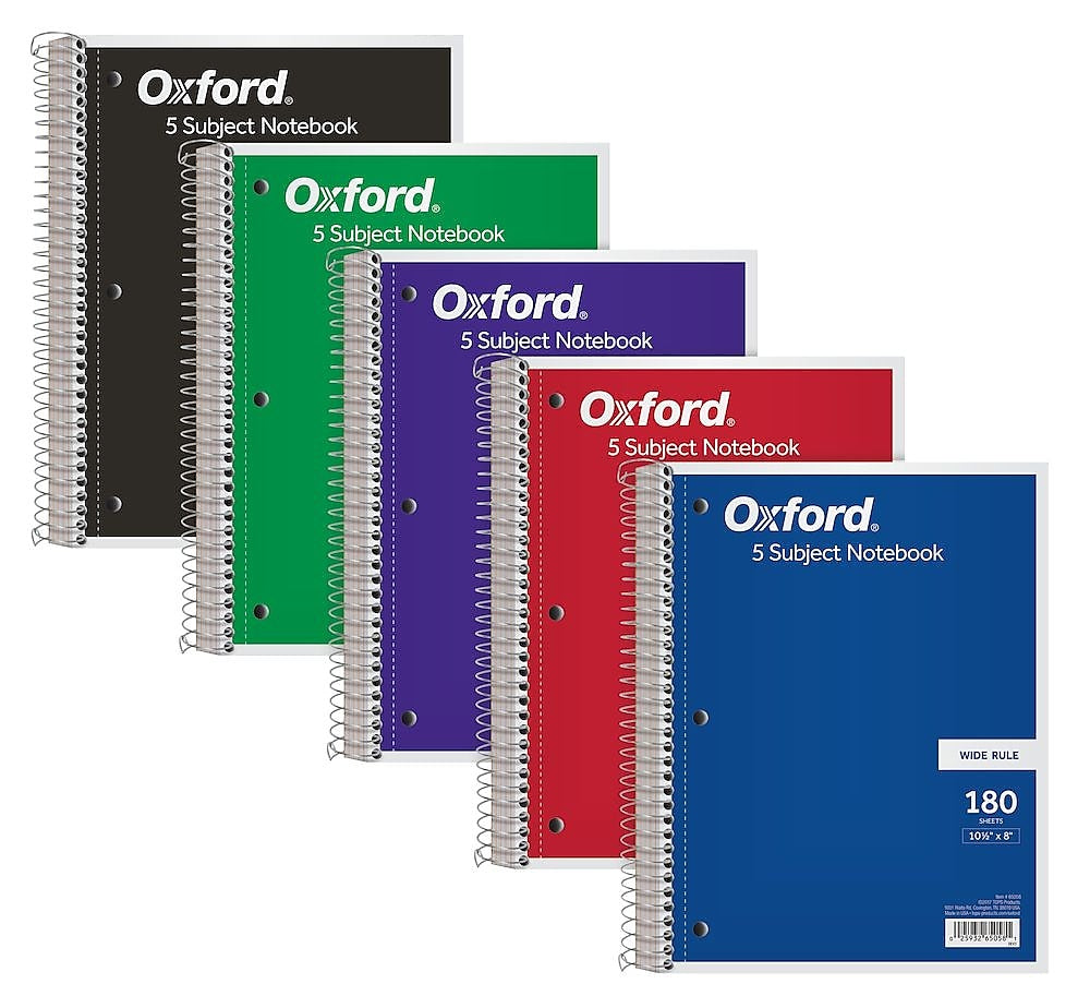 Oxford 5-Subject Subject Notebooks, 8