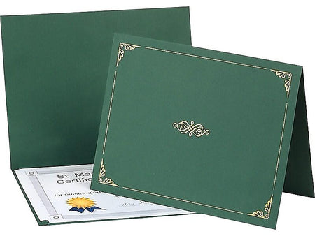 Oxford Certificate Holders, 8.75" x 11.25", Hunter Green, 5/Pack