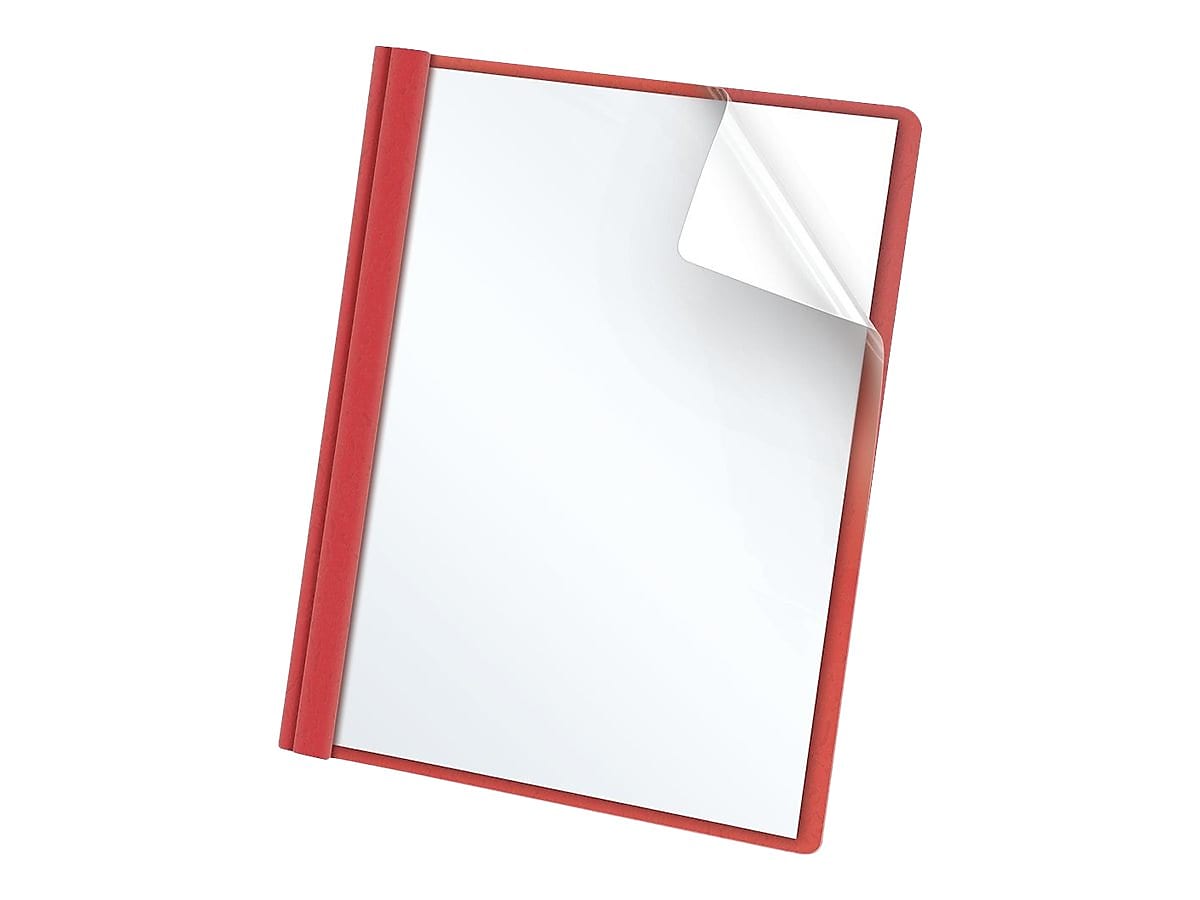 Oxford Clear Front 3-Prong Report Cover, Letter Size, Red