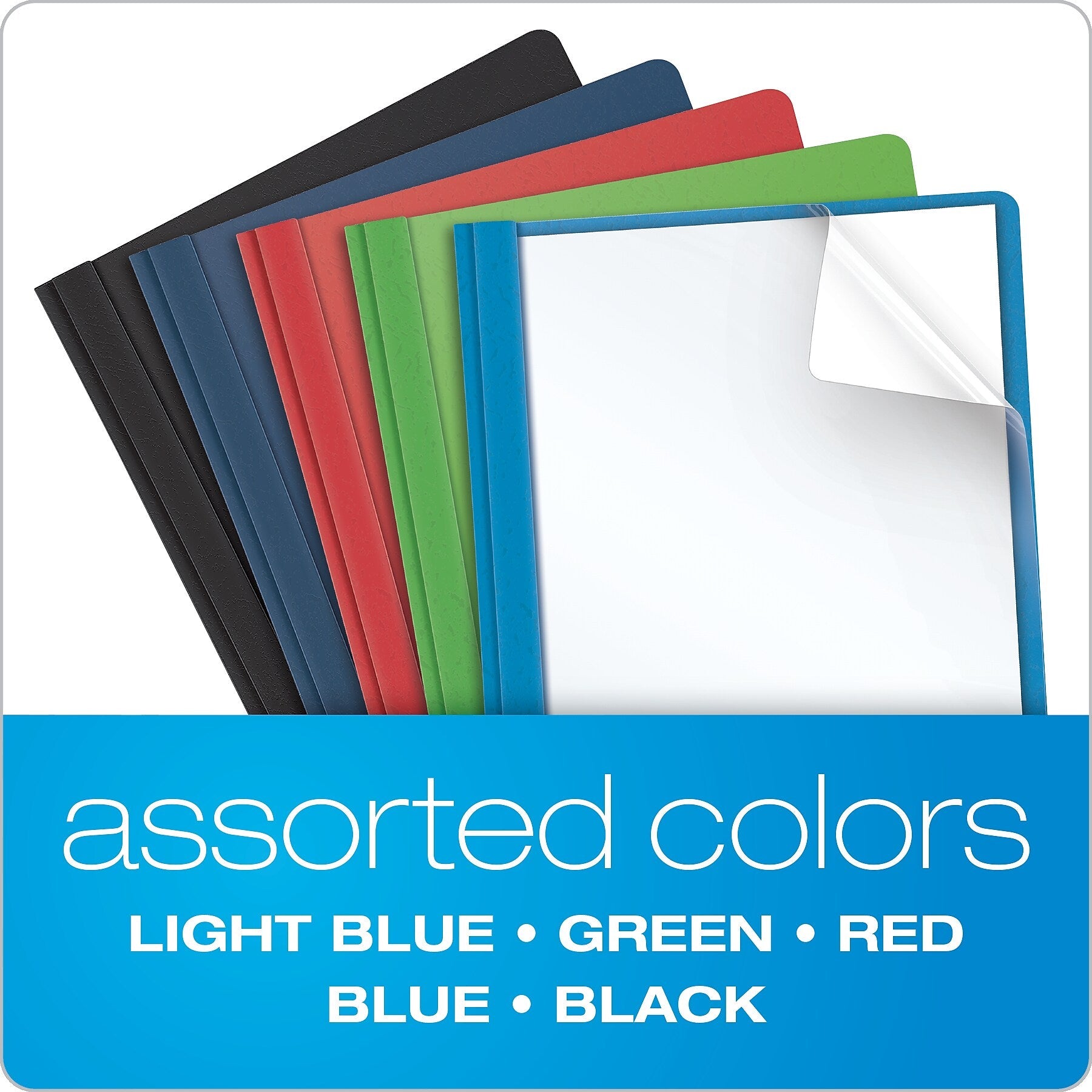 Oxford Clear Front Report Cover, Letter Size, Assorted Colors, 25/Box