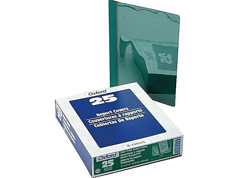 Oxford Clear Front Report Cover, Letter Size, Hunter Green, 25/Box