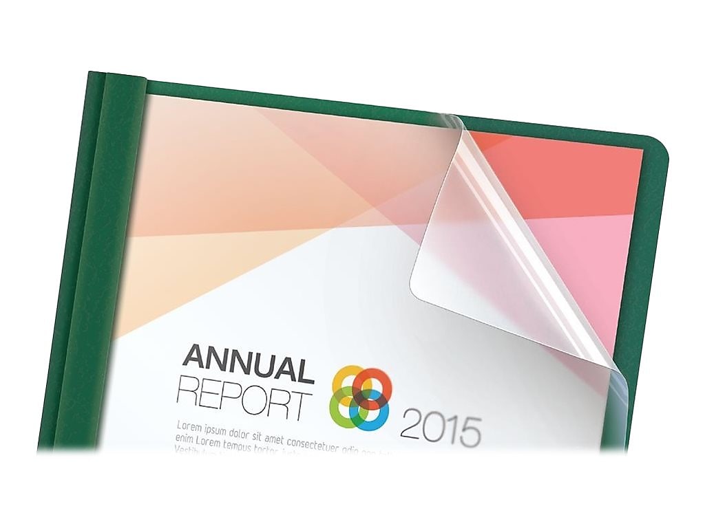 Oxford Clear Front Report Cover, Letter Size, Hunter Green, 25/Box
