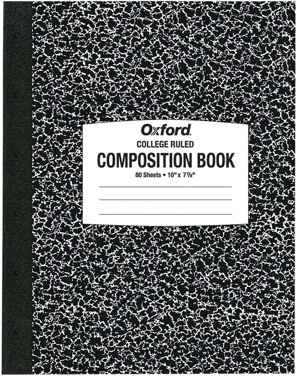 Oxford Composition Book, 7 7/8" x 10", College Ruled, 80 Sheets, Black and White Marble