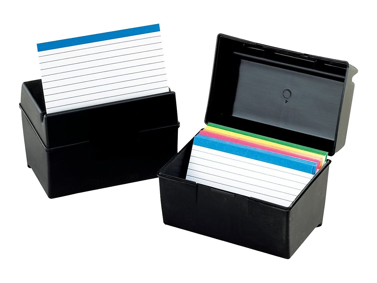 Oxford Index Card File Box, 500-Card Capacity, Black