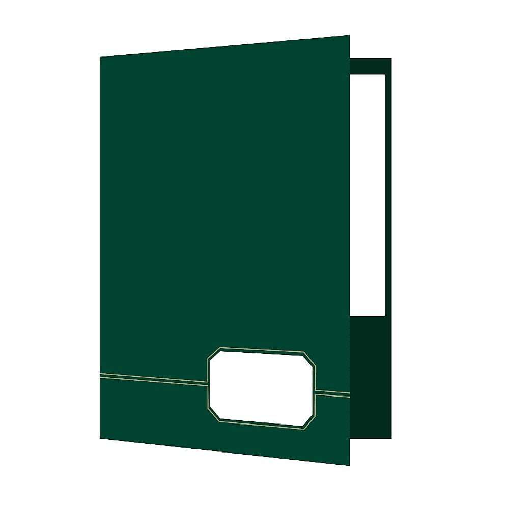 Oxford Monogram Executive 2-Pocket Presentation Folders, Light Green/Gold, 4/Pack