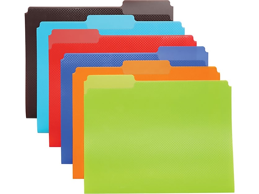 Oxford Poly File Folders, 1/3-Cut Tab, Letter-Size, Assorted Colors, 24/Pack