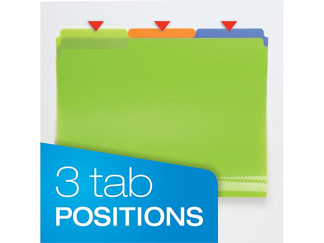 Oxford Poly File Folders, 1/3-Cut Tab, Letter-Size, Assorted Colors, 24/Pack