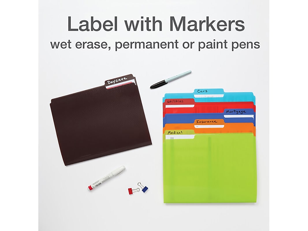 Oxford Poly File Folders, 1/3-Cut Tab, Letter-Size, Assorted Colors, 24/Pack
