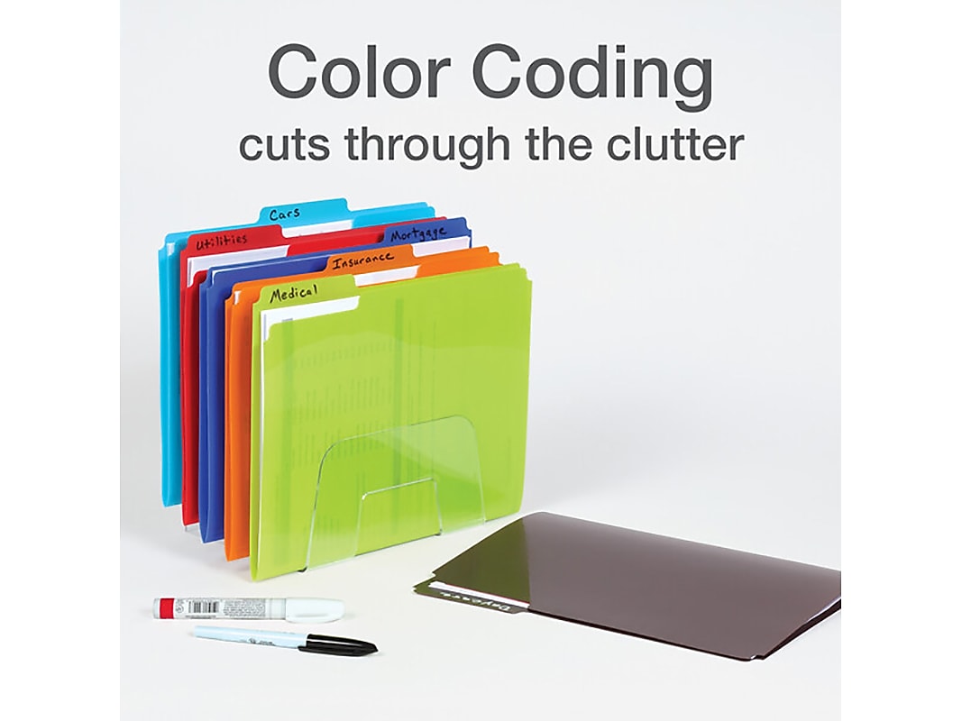 Oxford Poly File Folders, 1/3-Cut Tab, Letter-Size, Assorted Colors, 24/Pack