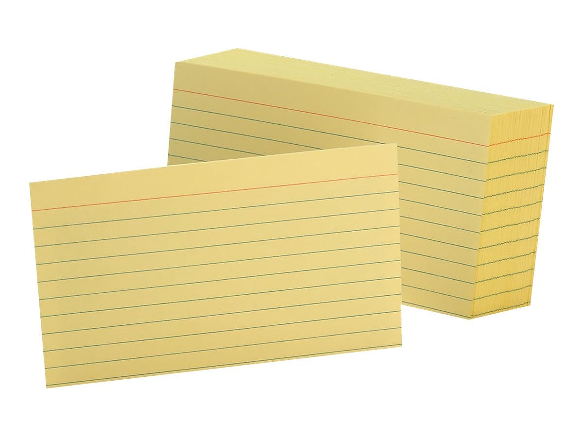 Oxford Ruled 3" x 5" Index Cards, Lined, Canary, 100/Pack