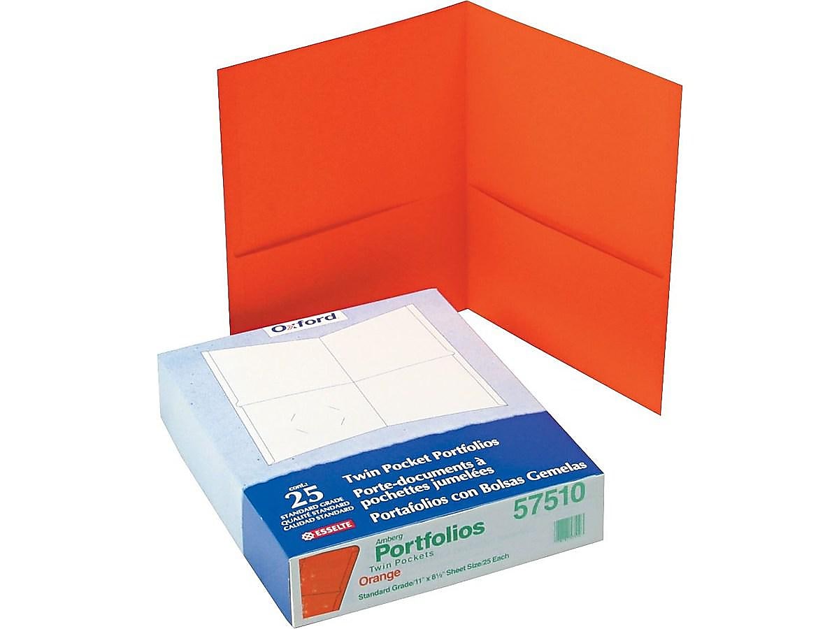 Oxford Twin Portfolio Folders, Orange, 25/Box