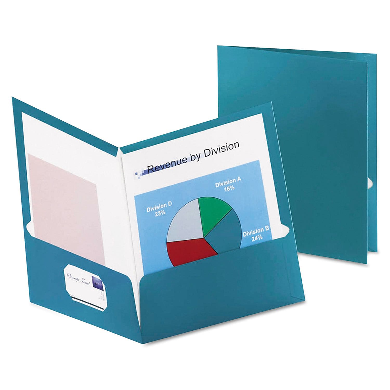 Oxford Two-Pocket Laminated Folder, 100-Sheet Capacity, Metallic Teal, 25/Box