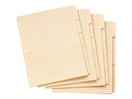 Oxford Write-On Paper 5 Tab Dividers, Manila, 20 Sets/Box