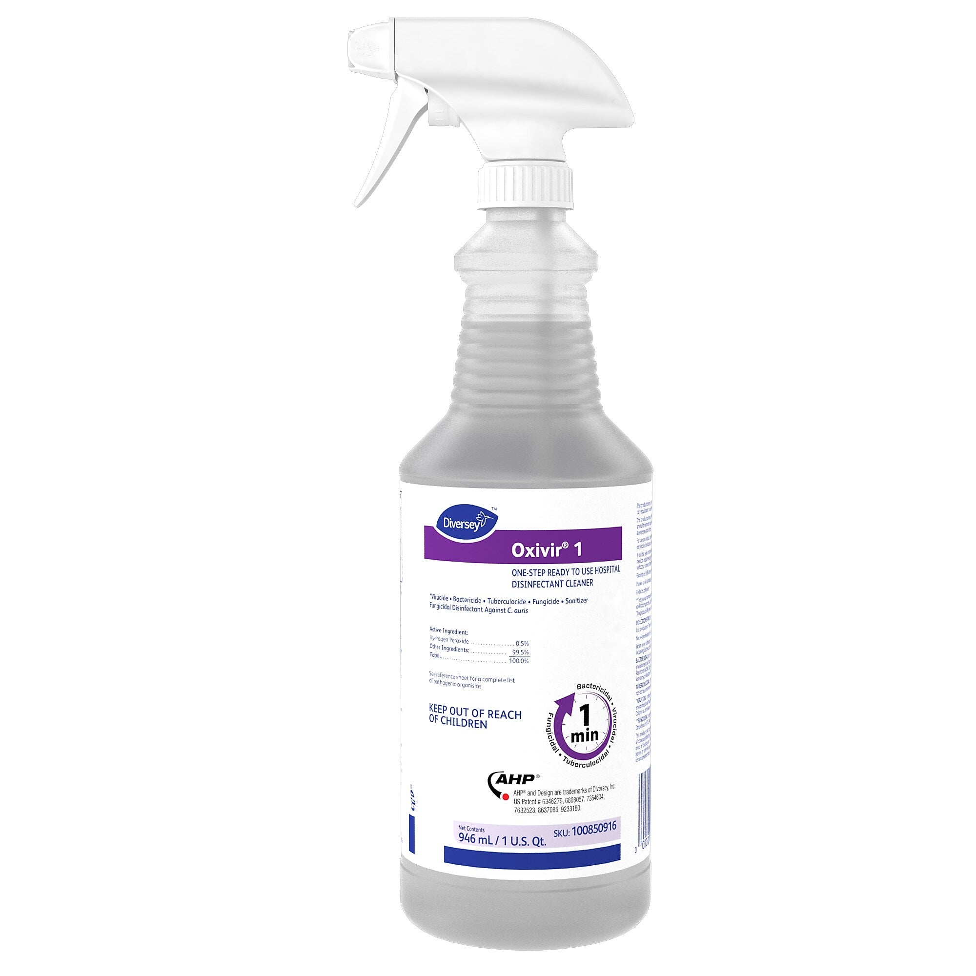 Oxivir 1 Accelerated Hydrogen Peroxide Ready-to-Use Spray, 32 oz., 12/Carton