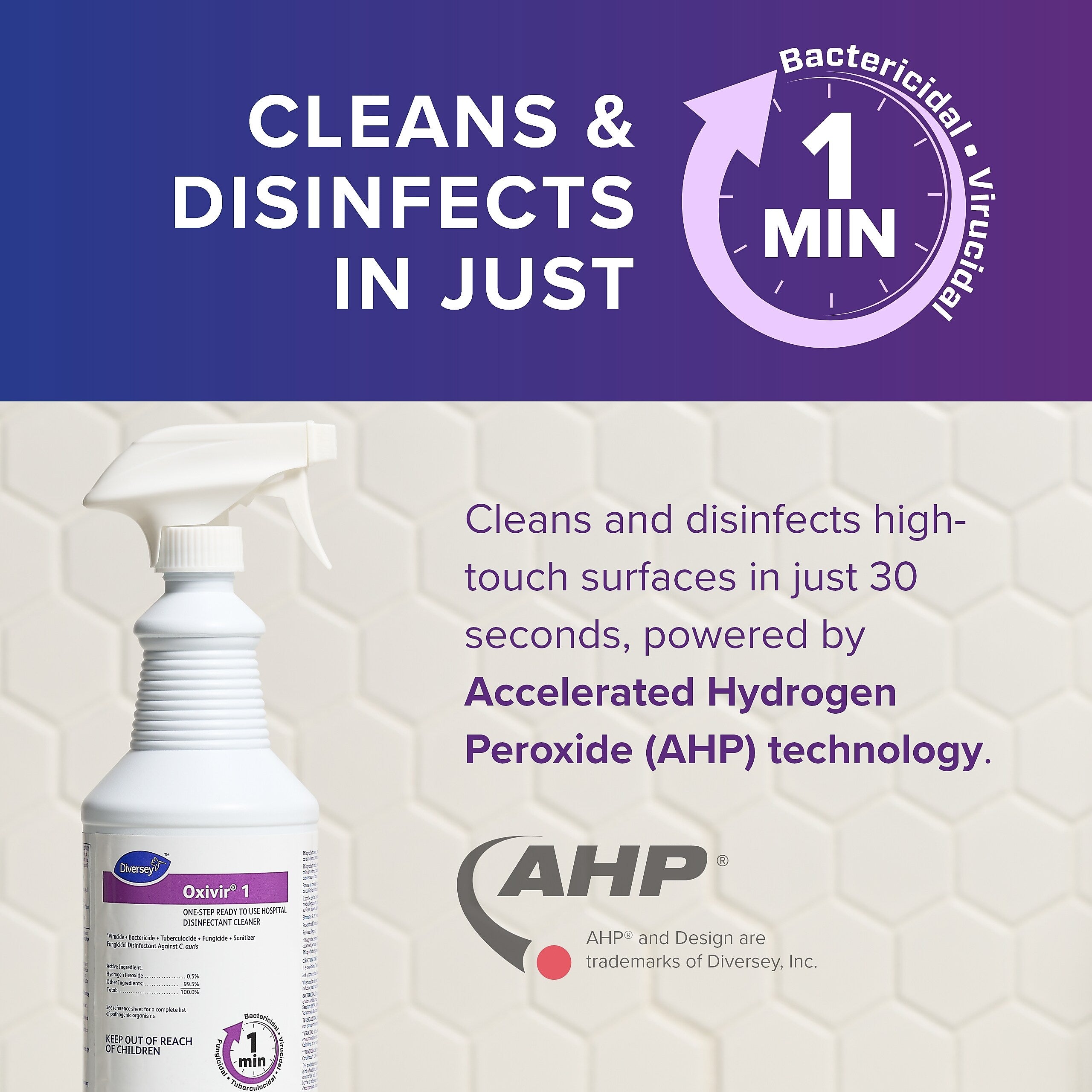 Oxivir 1 Accelerated Hydrogen Peroxide Ready-to-Use Spray, 32 oz., 12/Carton