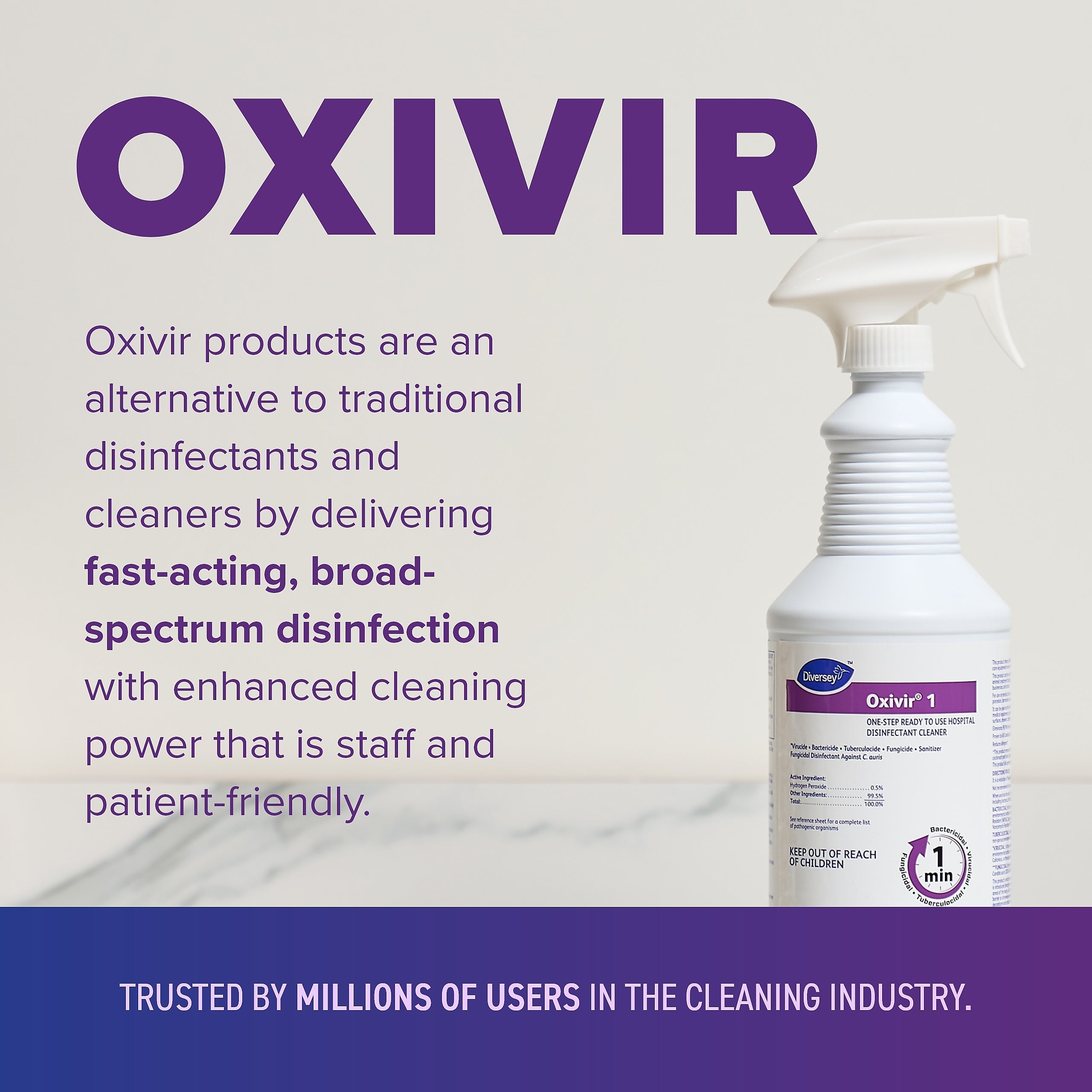 Oxivir 1 Accelerated Hydrogen Peroxide Ready-to-Use Spray, 32 oz., 12/Carton