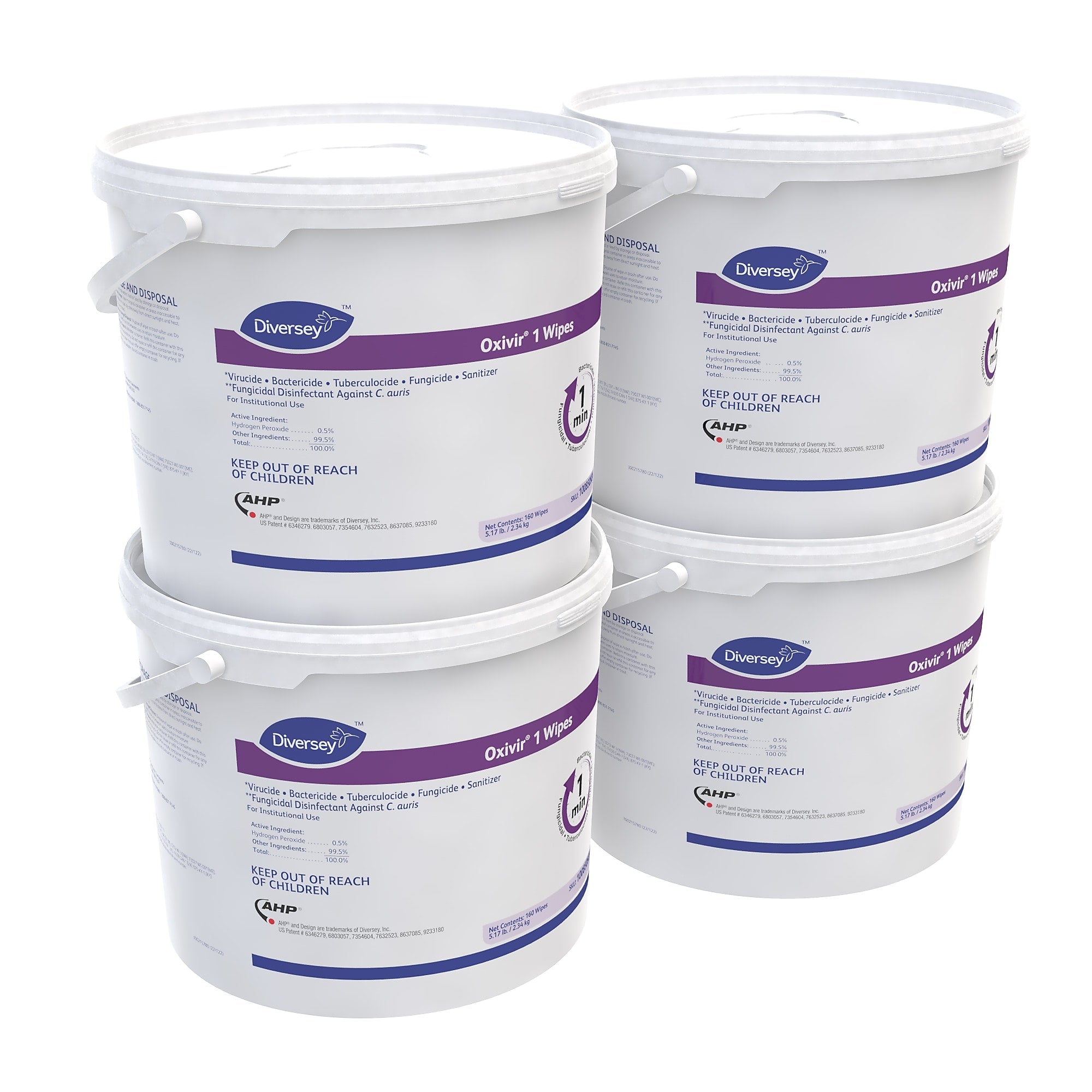 Oxivir Disinfecting Wipes, 160 Wipes/Container, 4/Carton