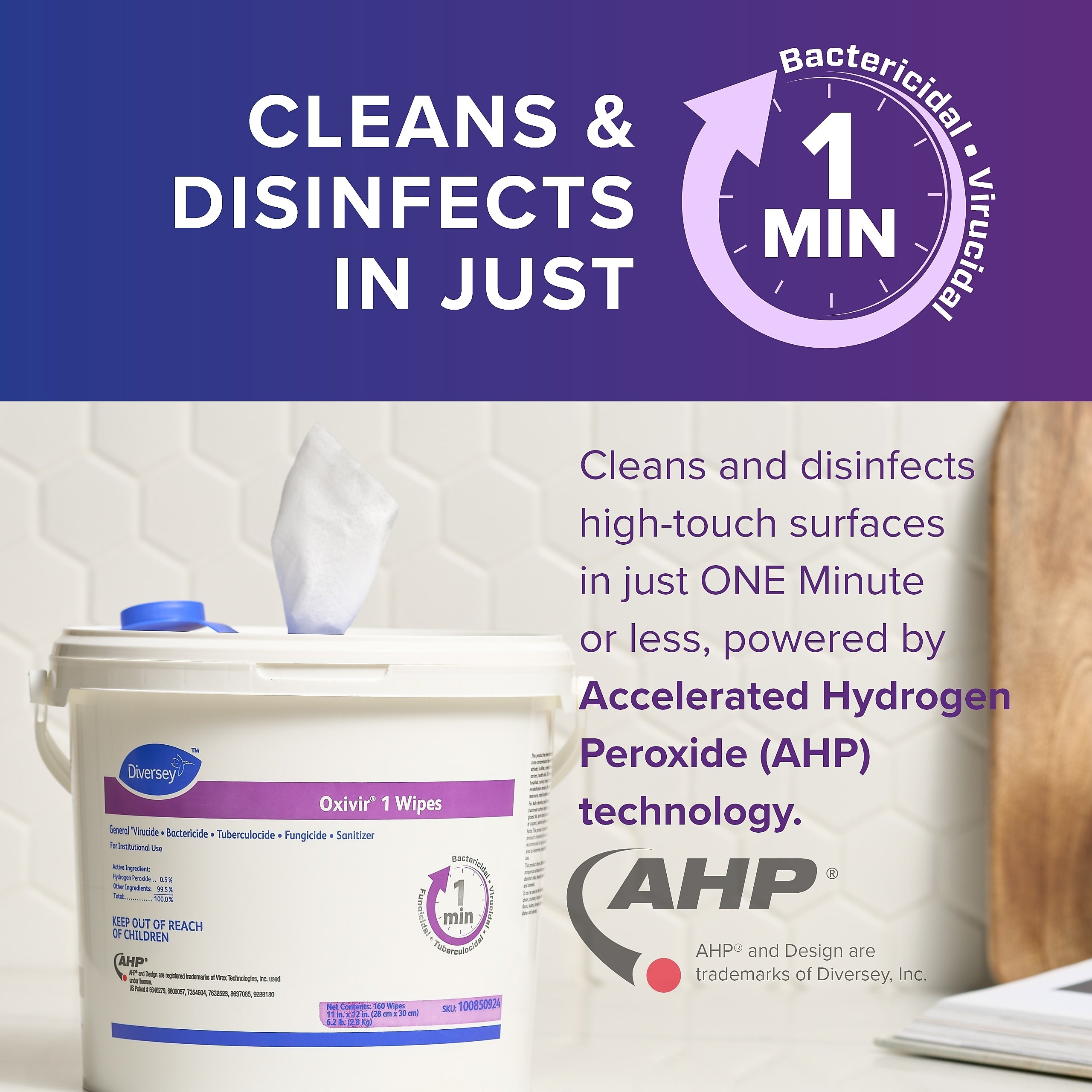 Oxivir Disinfecting Wipes, 160 Wipes/Container, 4/Carton