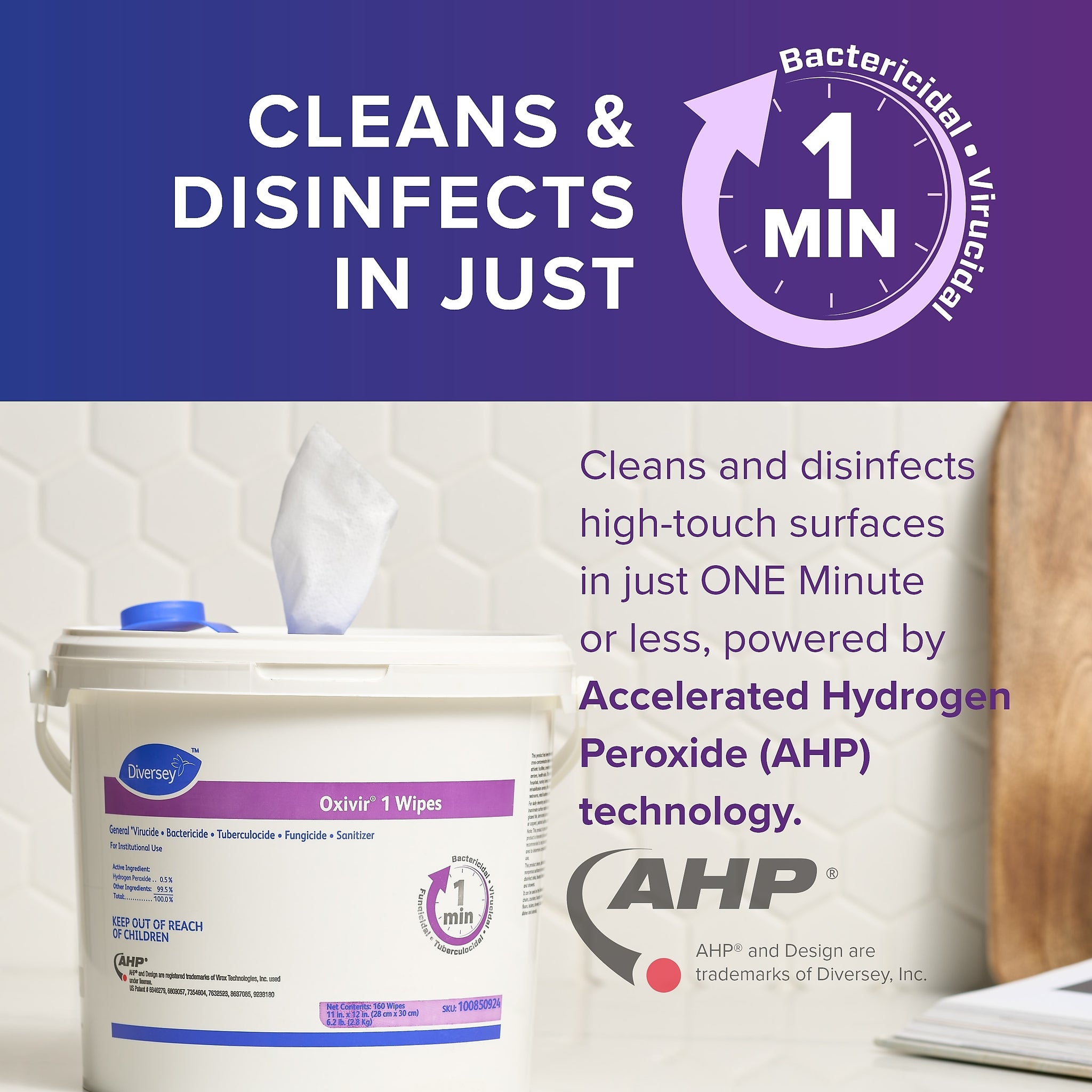 Oxivir Disinfecting Wipes, 160 Wipes/Container, 4/Carton