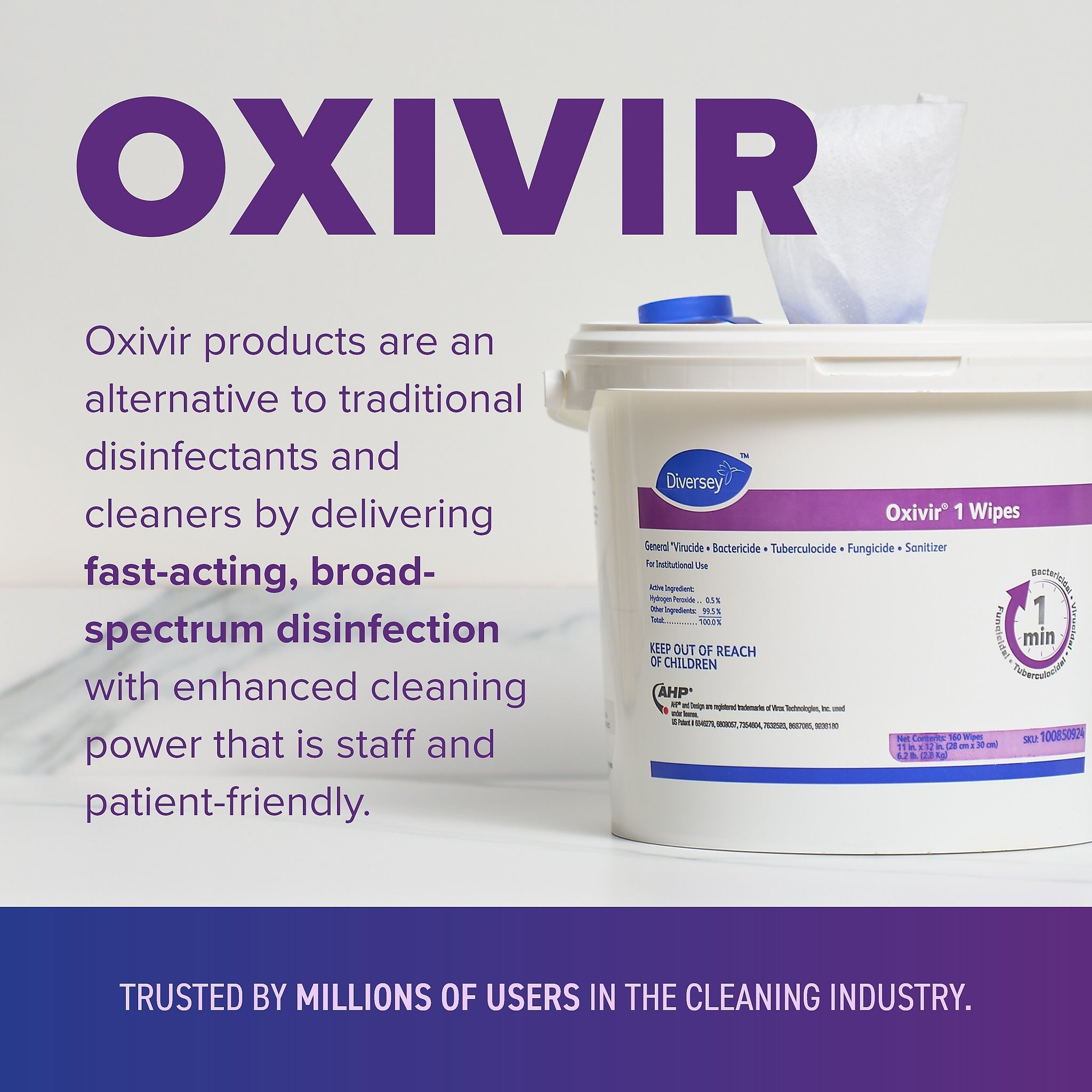 Oxivir Disinfecting Wipes, 160 Wipes/Container, 4/Carton