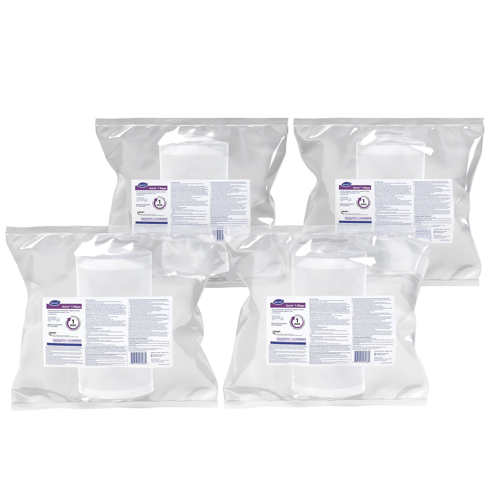 Oxivir Disinfecting Wipes Refill, 160 Wipes/Container, 4/Carton