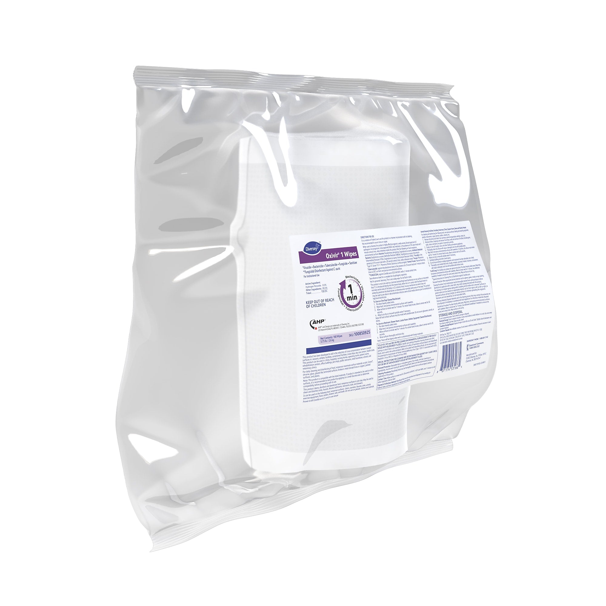 Oxivir Disinfecting Wipes Refill, 160 Wipes/Container, 4/Carton