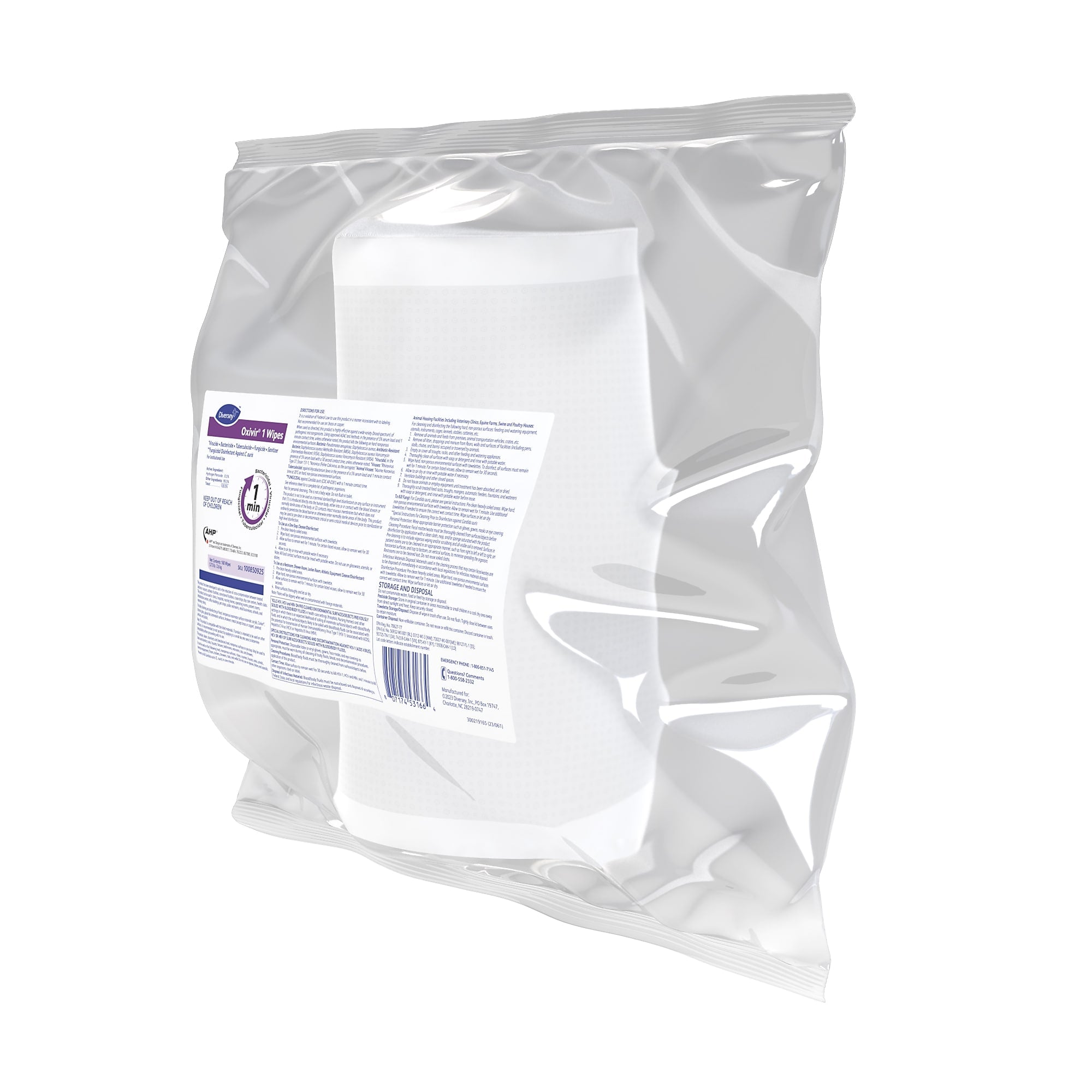 Oxivir Disinfecting Wipes Refill, 160 Wipes/Container, 4/Carton
