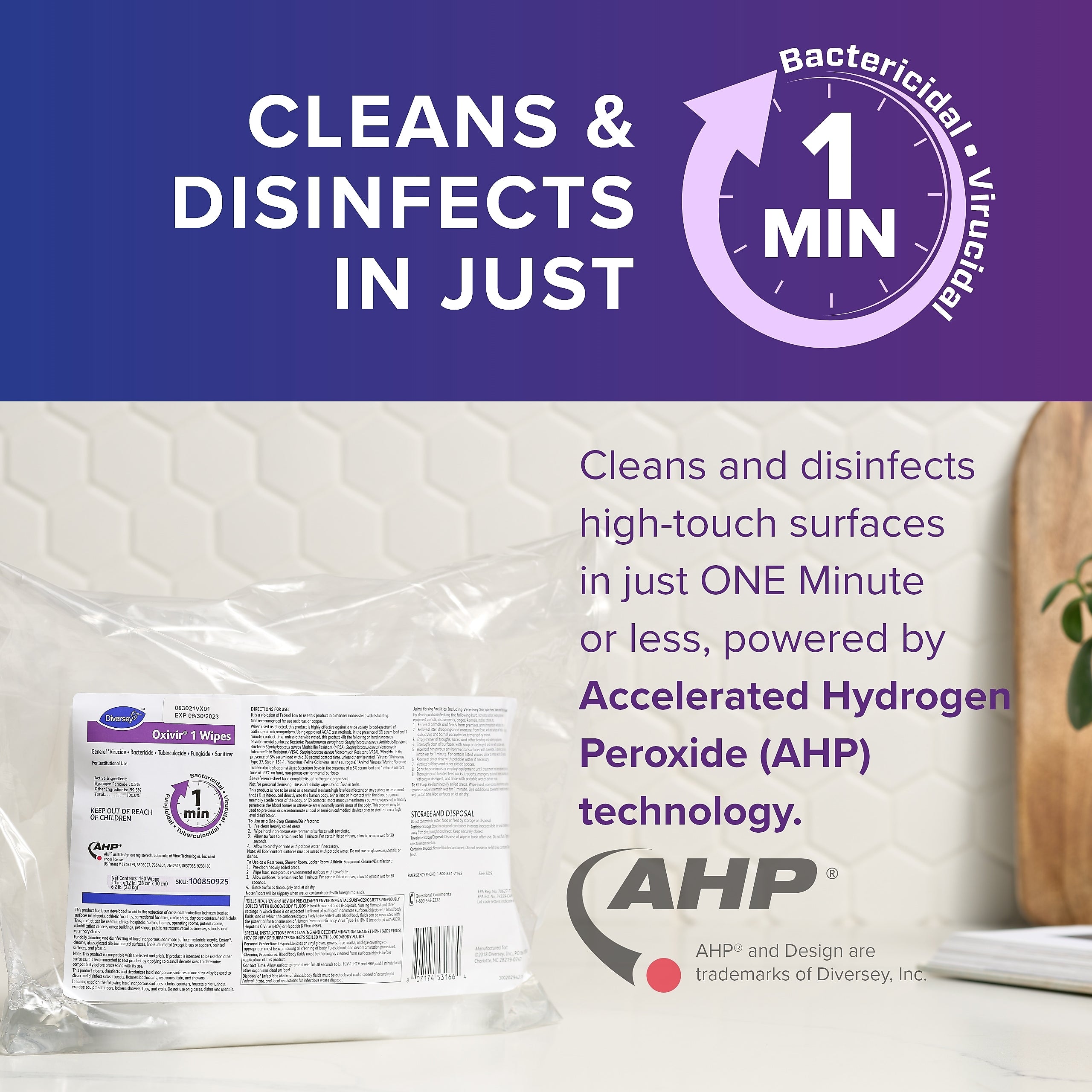 Oxivir Disinfecting Wipes Refill, 160 Wipes/Container, 4/Carton