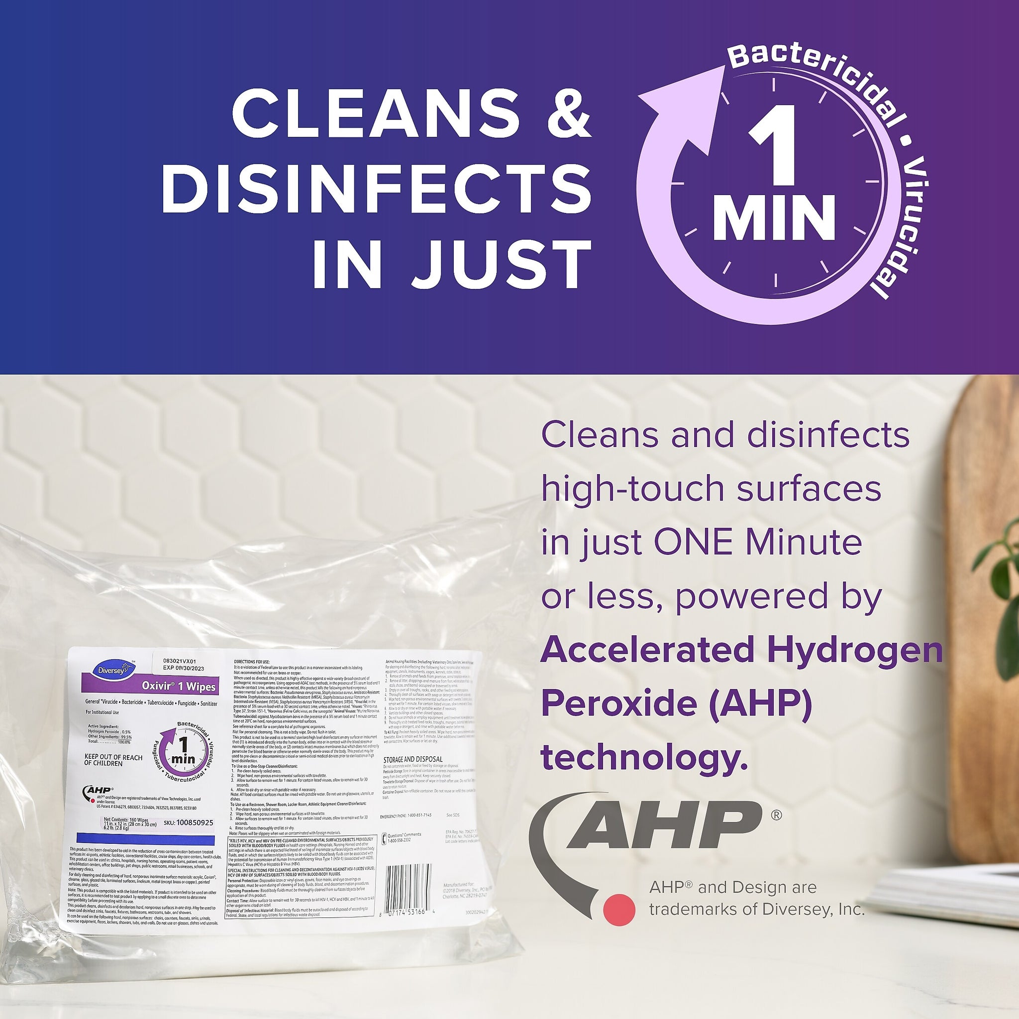 Oxivir Disinfecting Wipes Refill, 160 Wipes/Container, 4/Carton