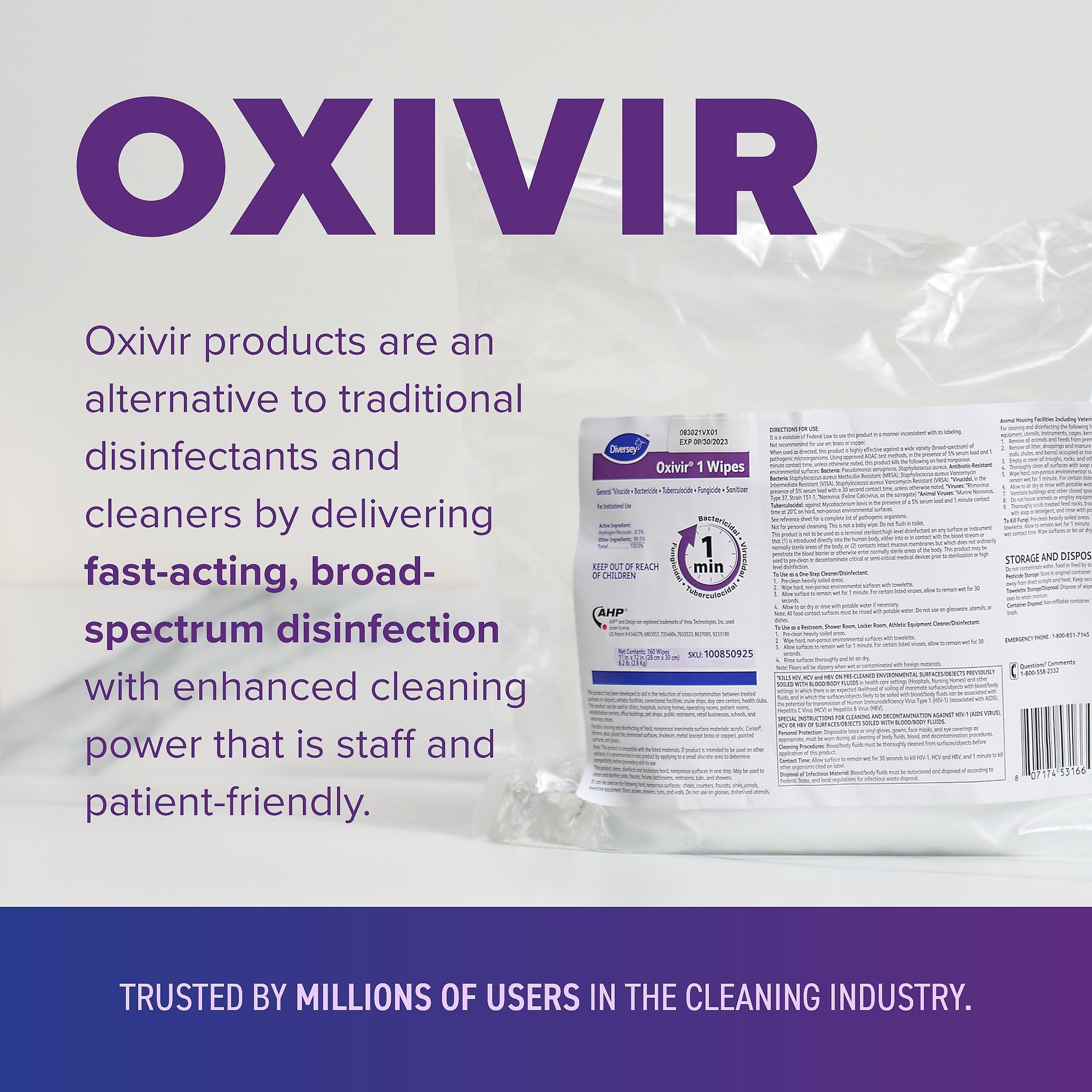 Oxivir Disinfecting Wipes Refill, 160 Wipes/Container, 4/Carton