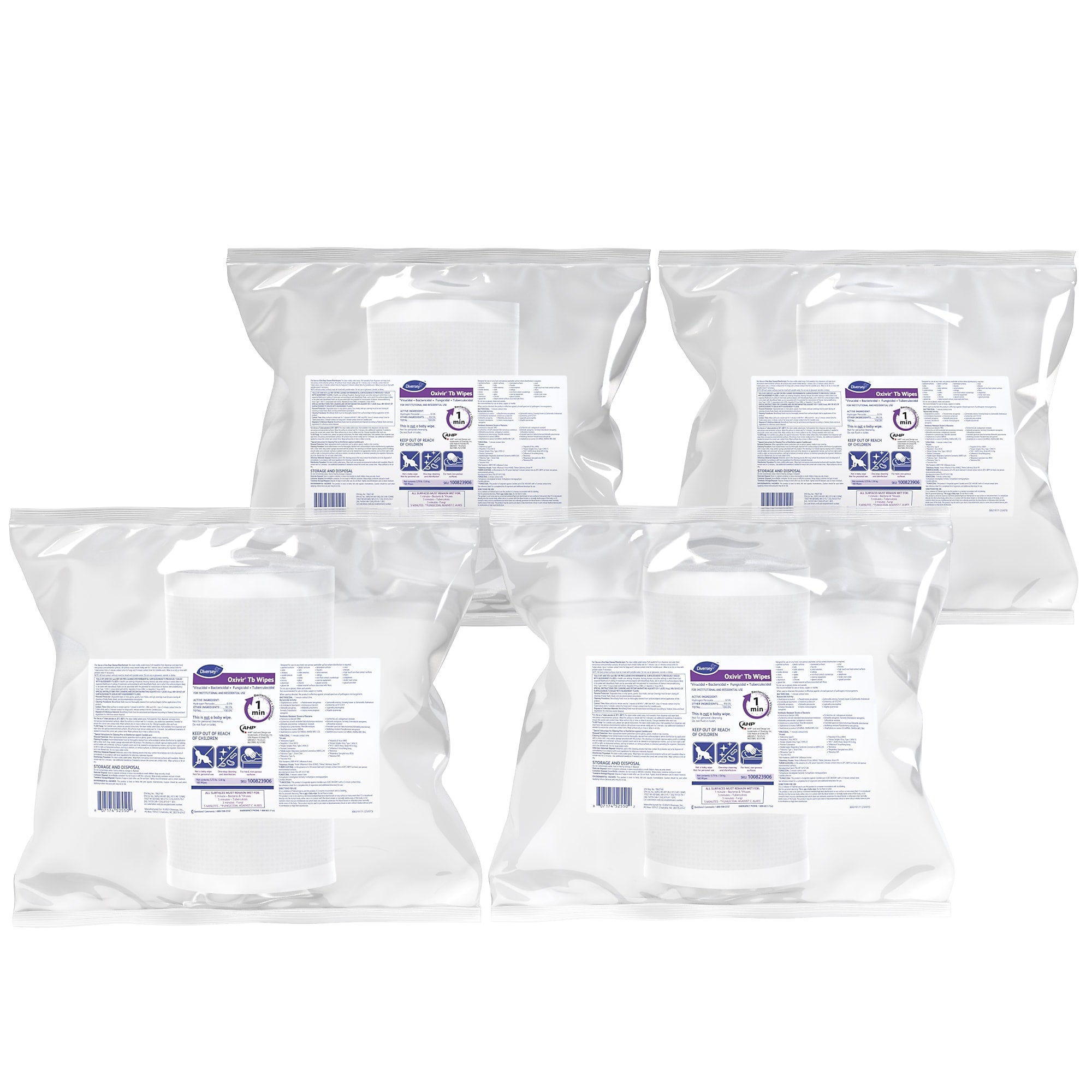 Oxivir Disinfecting Wipes Refill, Fresh Citrus Scent, 160 Wipes/Container, 4/Carton