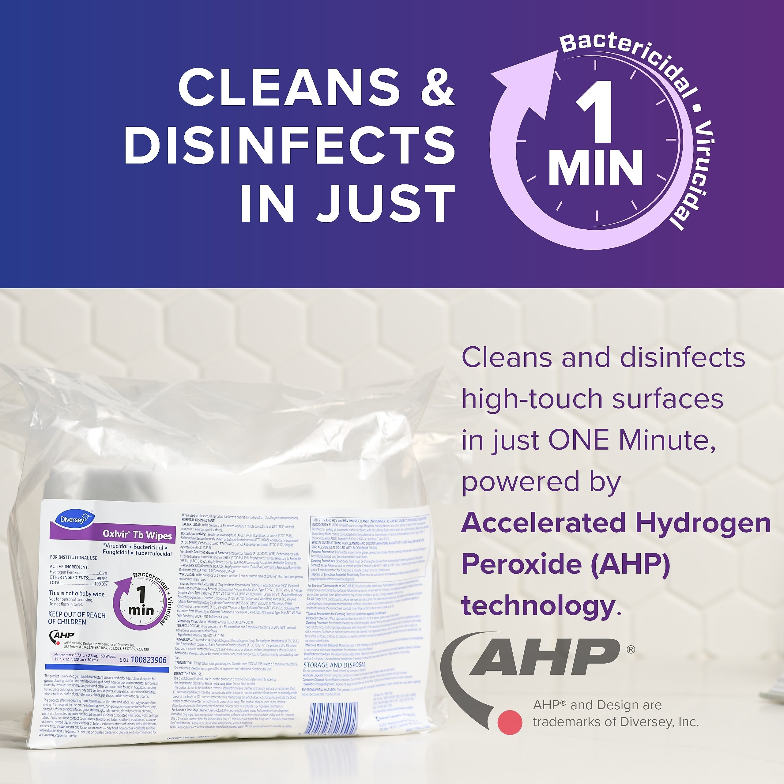 Oxivir Disinfecting Wipes Refill, Fresh Citrus Scent, 160 Wipes/Container, 4/Carton