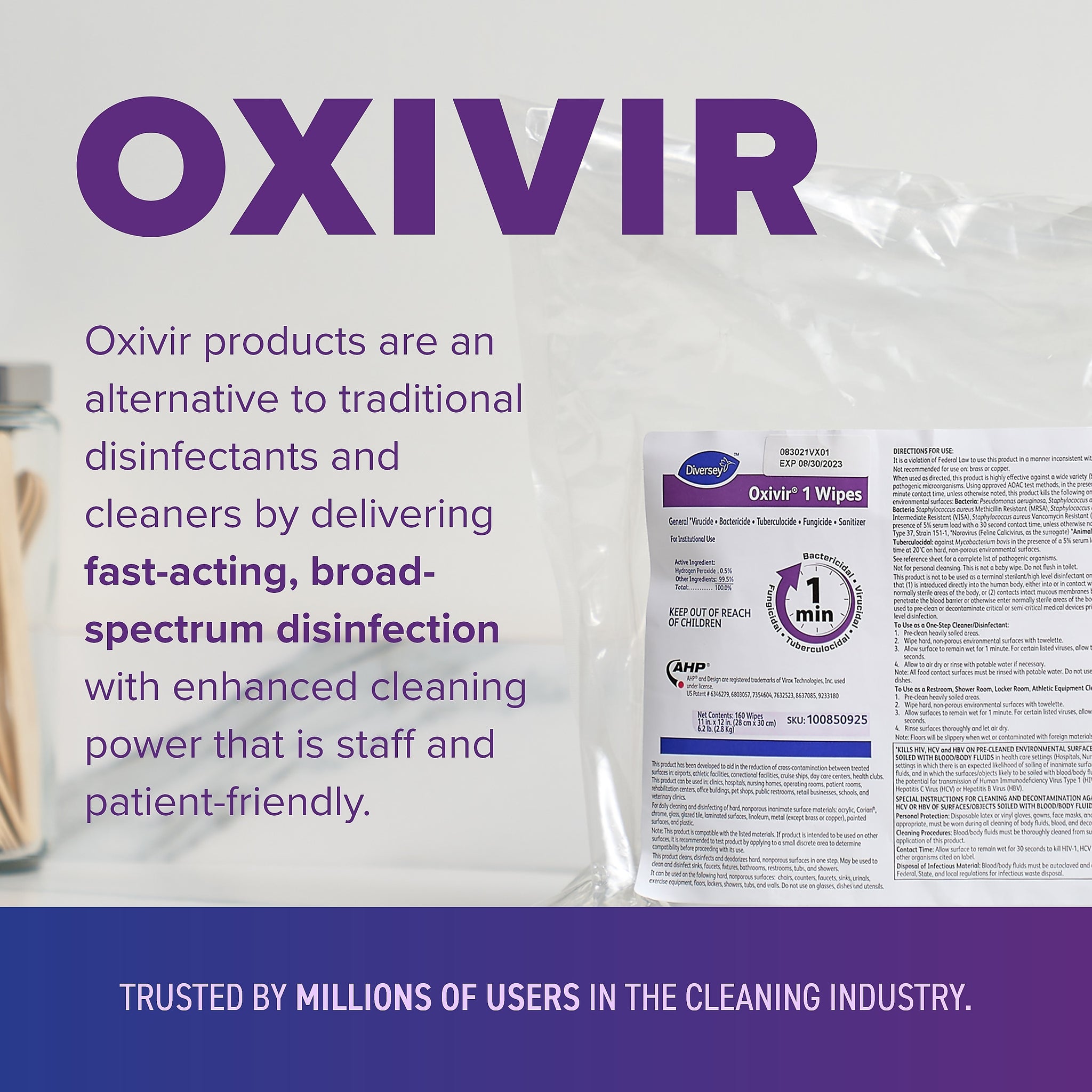 Oxivir Disinfecting Wipes Refill, Fresh Citrus Scent, 160 Wipes/Container, 4/Carton